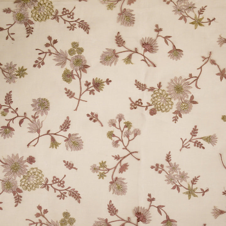 Komal Buta on Lavender Silk Organza Embroidered Fabric