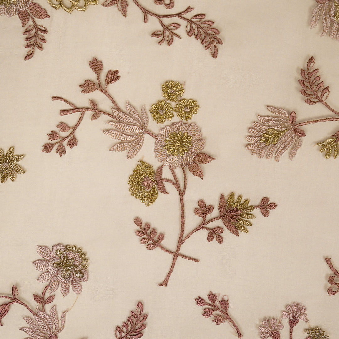 Komal Buta on Lavender Silk Organza Embroidered Fabric