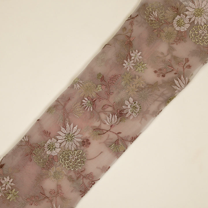 Komal Buta on Lavender Silk Organza Embroidered Fabric