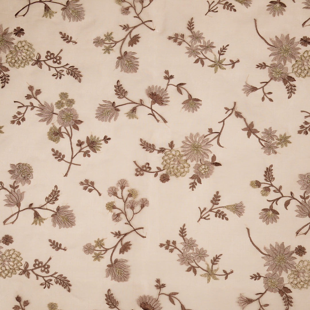 Komal Buta on Blush Silk Organza Embroidered Fabric