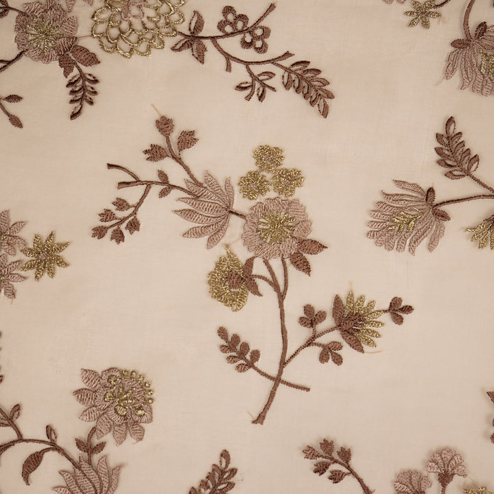 Komal Buta on Blush Silk Organza Embroidered Fabric