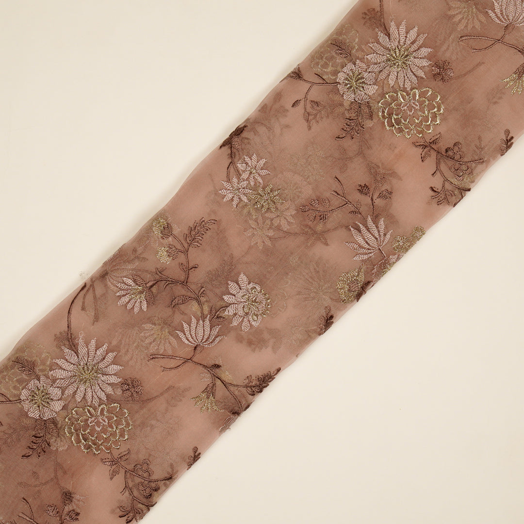 Komal Buta on Blush Silk Organza Embroidered Fabric