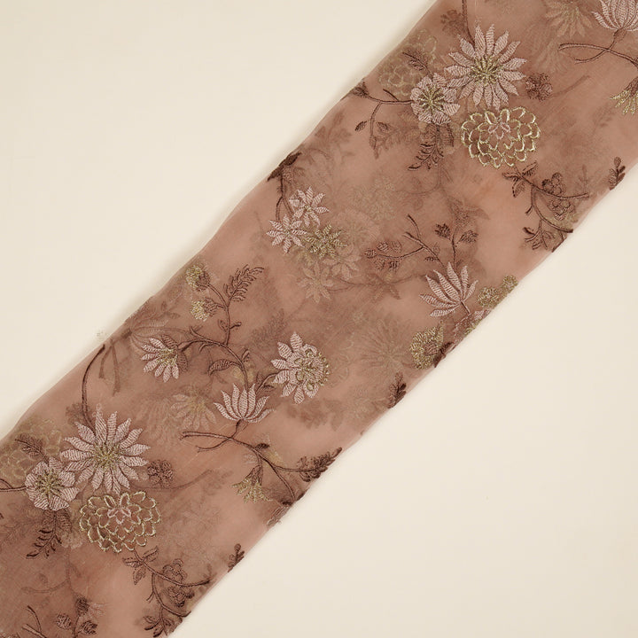 Komal Buta on Blush Silk Organza Embroidered Fabric
