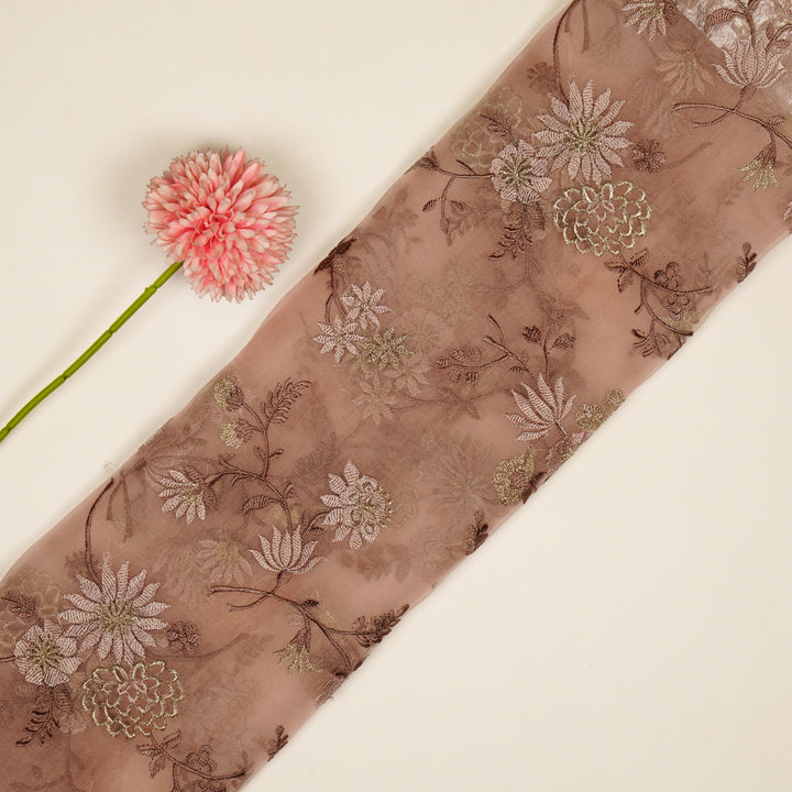 Komal Buta on Blush Silk Organza Embroidered Fabric