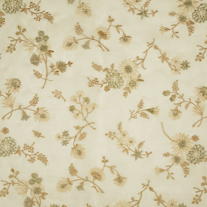Komal Buta on Cream Silk Organza Embroidered Fabric