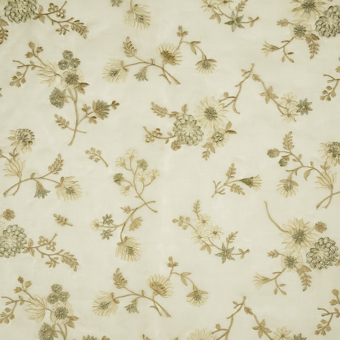 Komal Buta on Cream Silk Organza Embroidered Fabric