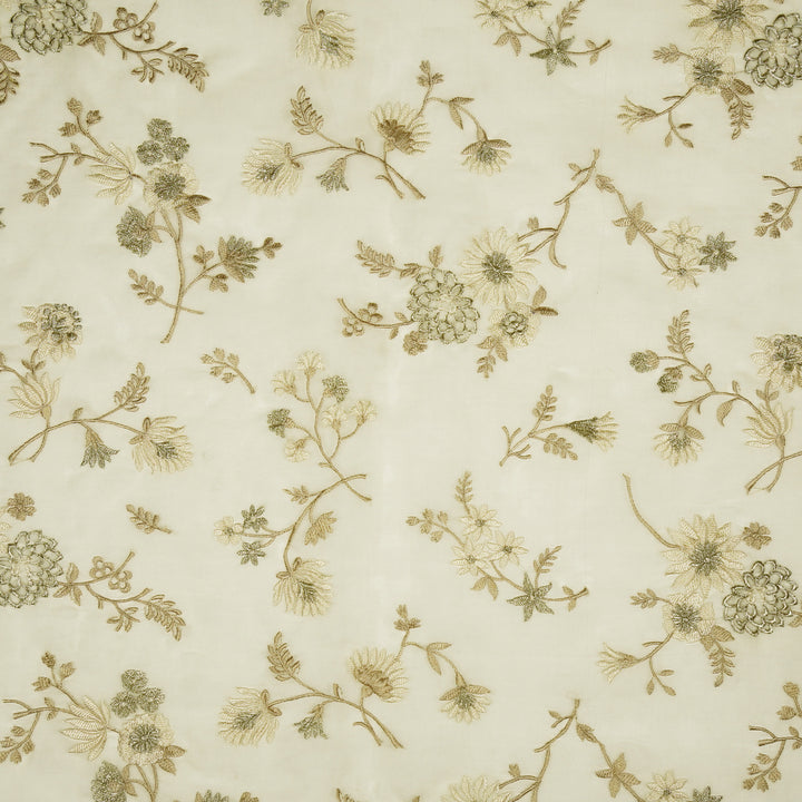 Komal Buta on Cream Silk Organza Embroidered Fabric