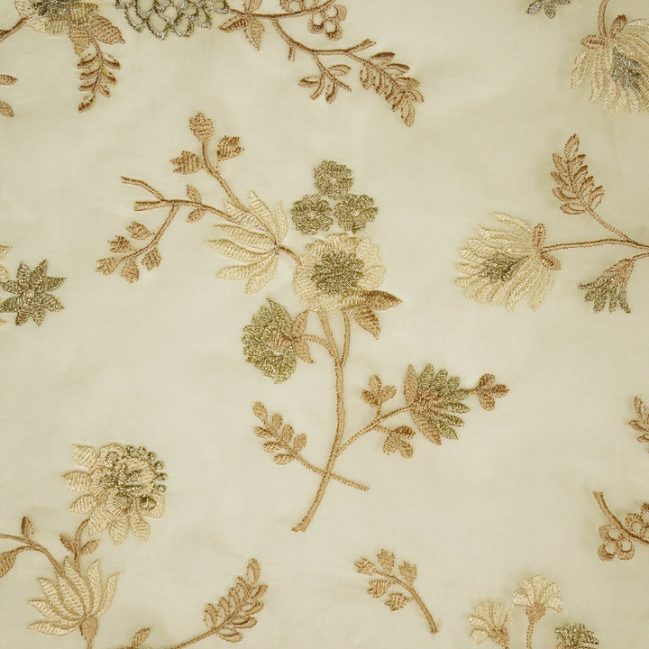 Komal Buta on Cream Silk Organza Embroidered Fabric