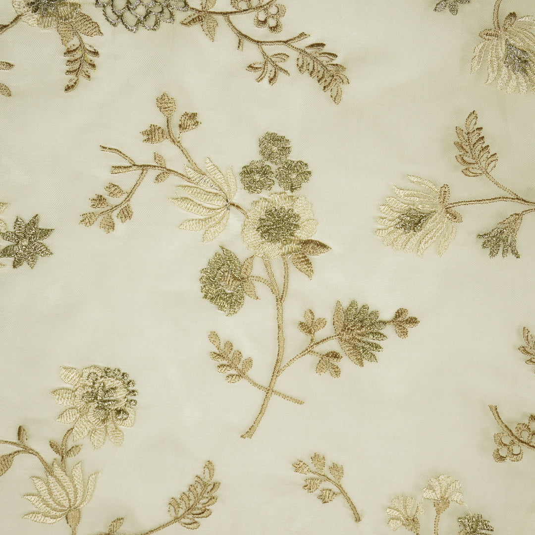 Komal Buta on Cream Silk Organza Embroidered Fabric