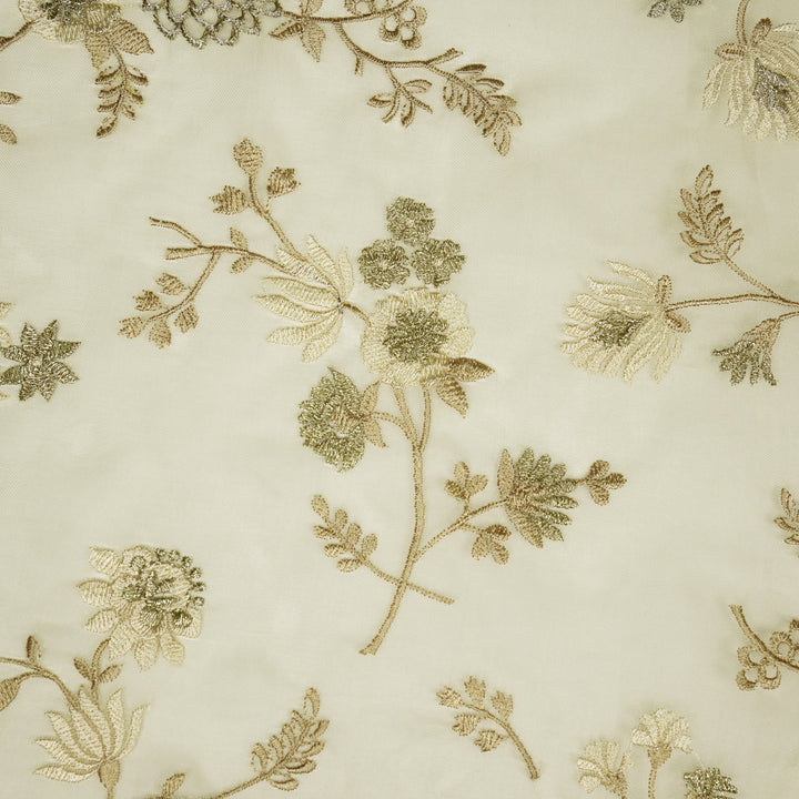 Komal Buta on Cream Silk Organza Embroidered Fabric