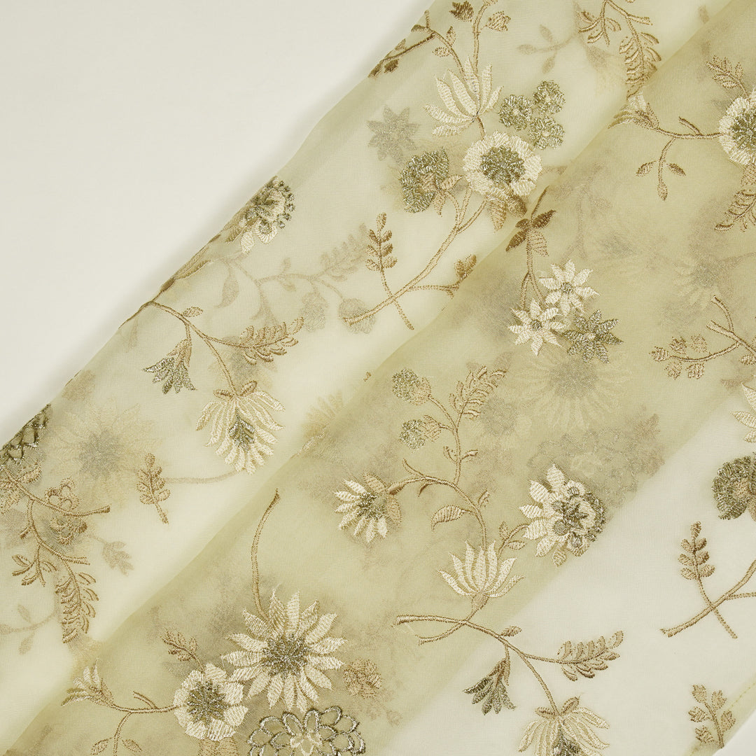 Komal Buta on Cream Silk Organza Embroidered Fabric