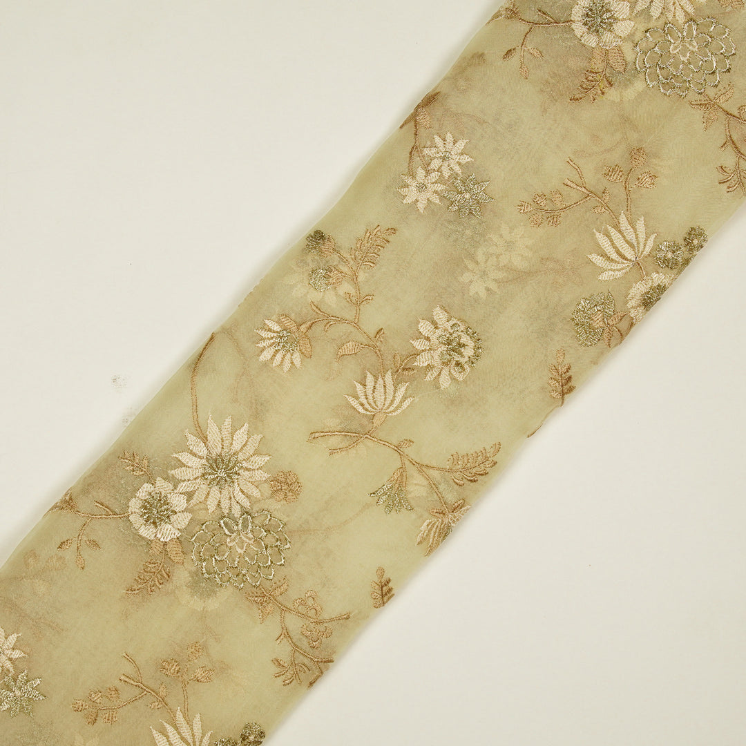 Komal Buta on Cream Silk Organza Embroidered Fabric