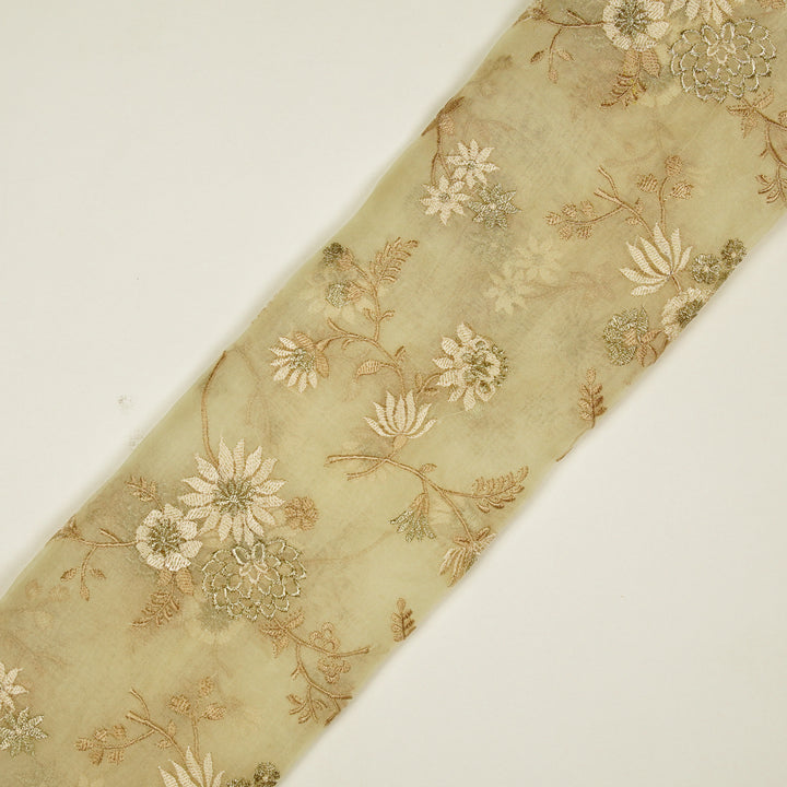 Komal Buta on Cream Silk Organza Embroidered Fabric