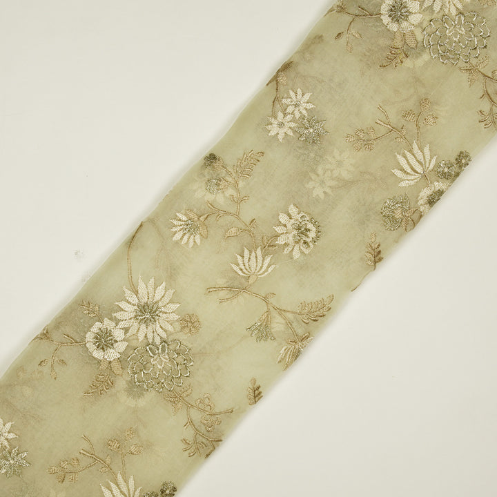 Komal Buta on Cream Silk Organza Embroidered Fabric
