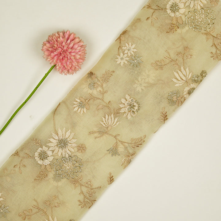 Komal Buta on Cream Silk Organza Embroidered Fabric