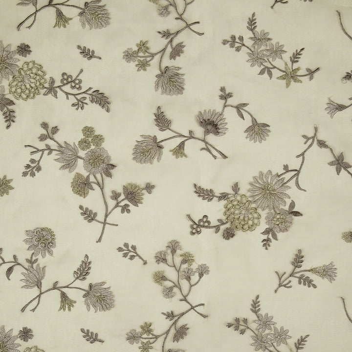 Komal Buta on Light Mouse Silk Organza Embroidered Fabric