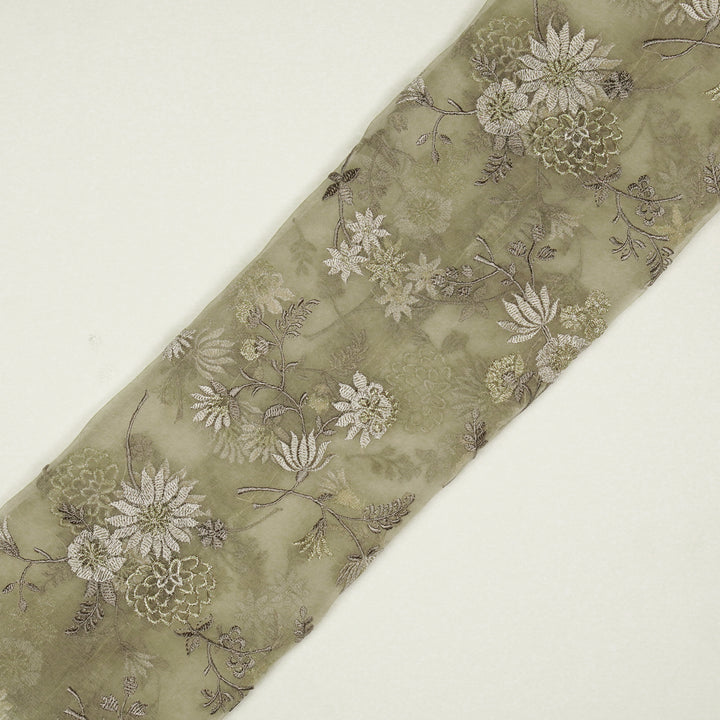 Komal Buta on Light Mouse Silk Organza Embroidered Fabric