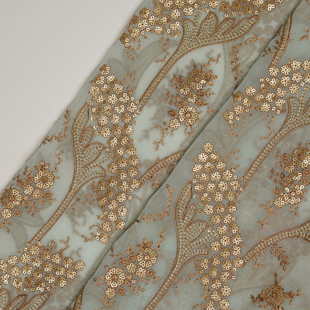 Nuha Jaal On Aqua Semi Organza