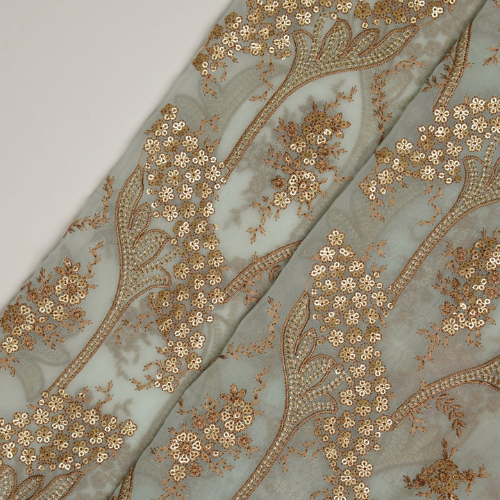 Nuha Jaal On Aqua Semi Organza