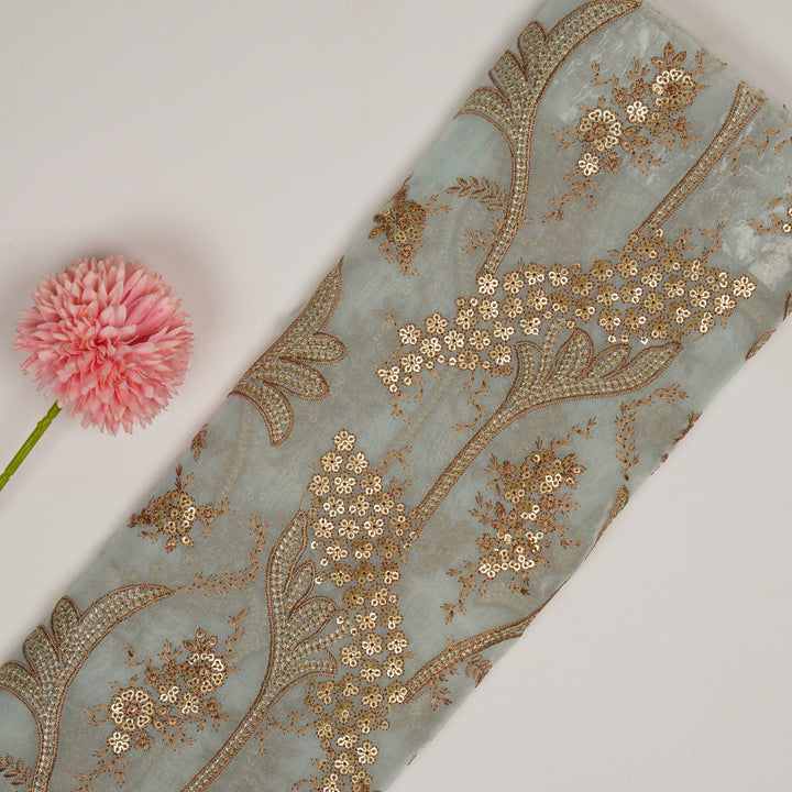 Nuha Jaal On Aqua Semi Organza