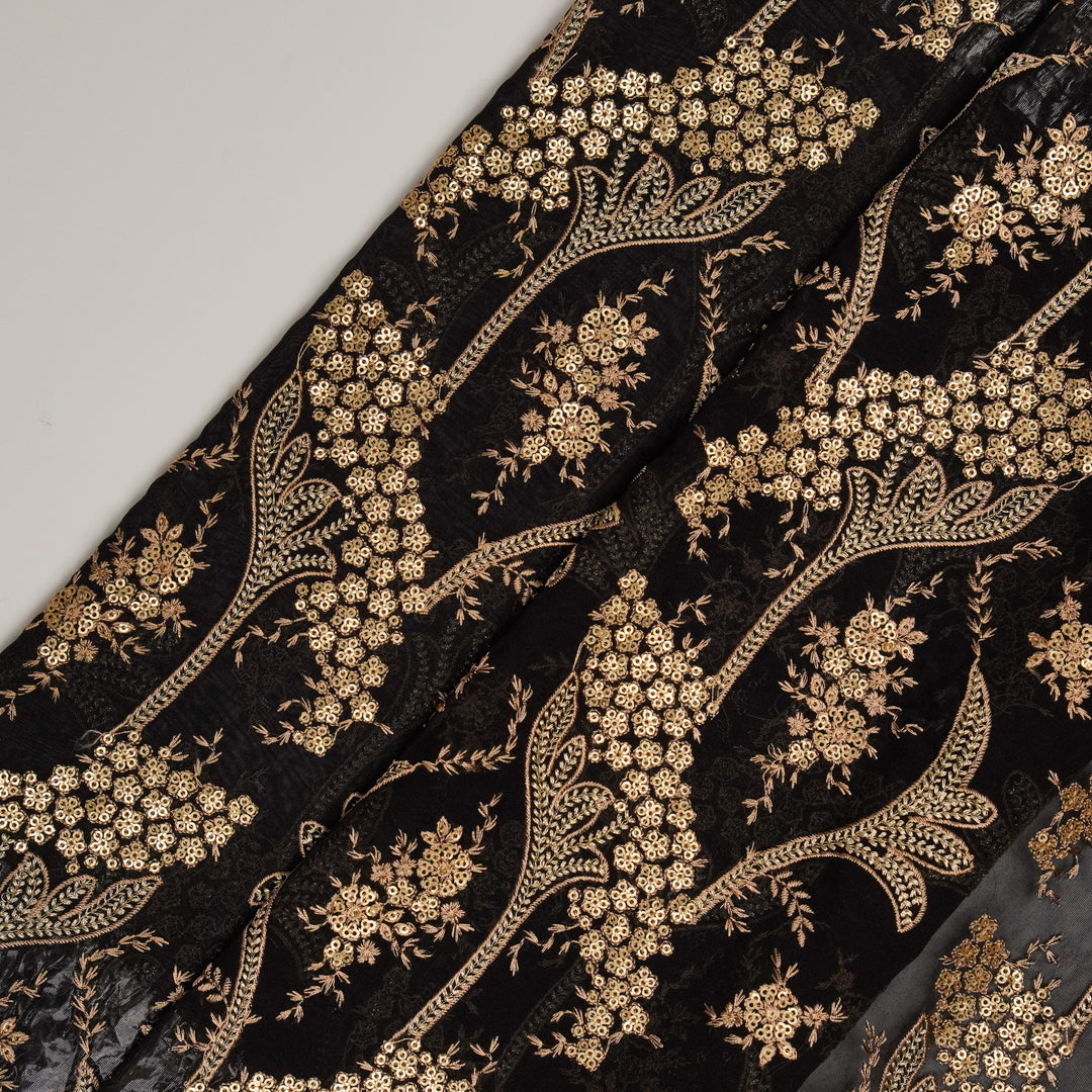 Nuha Jaal On Black Semi Organza