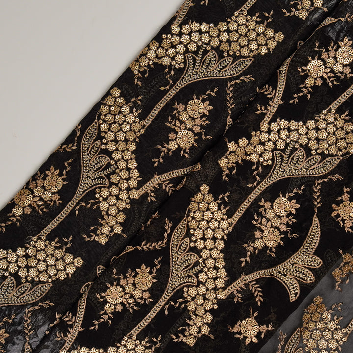 Nuha Jaal On Black Semi Organza