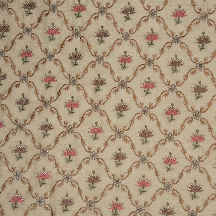 Anila Jaal on Cream Dola Silk Embroidered Fabric