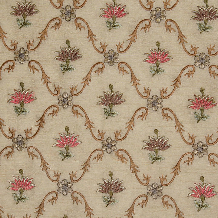 Anila Jaal on Cream Dola Silk Embroidered Fabric