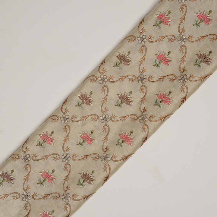 Anila Jaal on Cream Dola Silk Embroidered Fabric