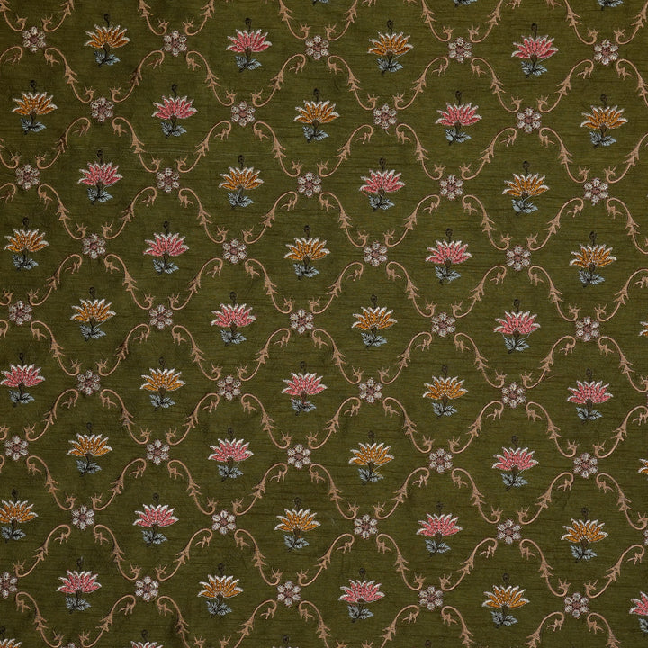 Anila Jaal on Olive Dola Silk Embroidered Fabric
