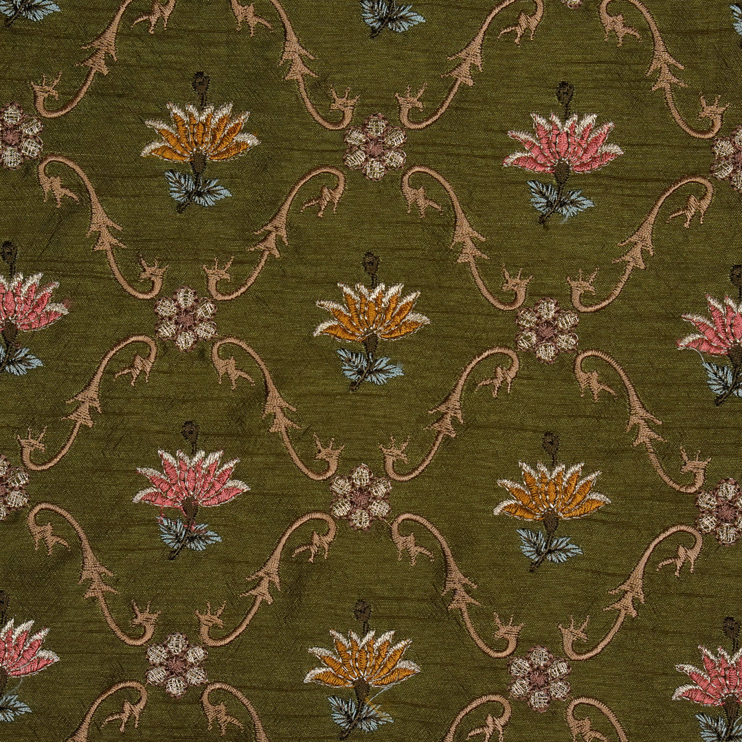 Anila Jaal on Olive Dola Silk Embroidered Fabric