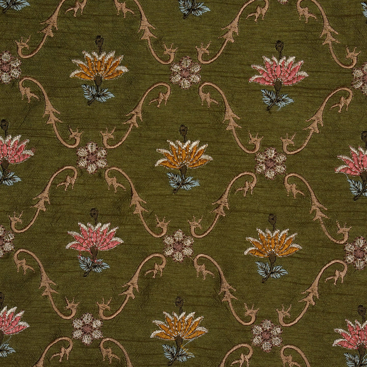 Anila Jaal on Olive Dola Silk Embroidered Fabric