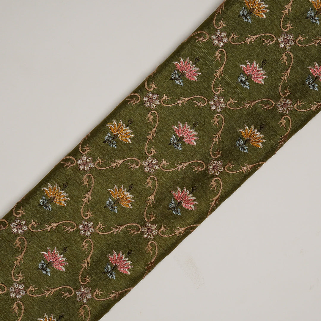 Anila Jaal on Olive Dola Silk Embroidered Fabric