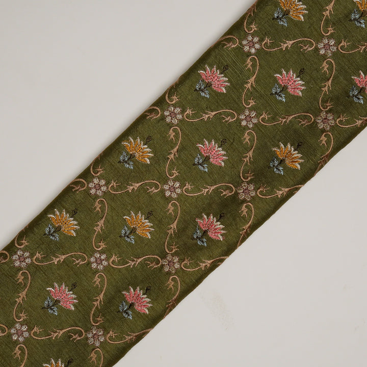 Anila Jaal on Olive Dola Silk Embroidered Fabric