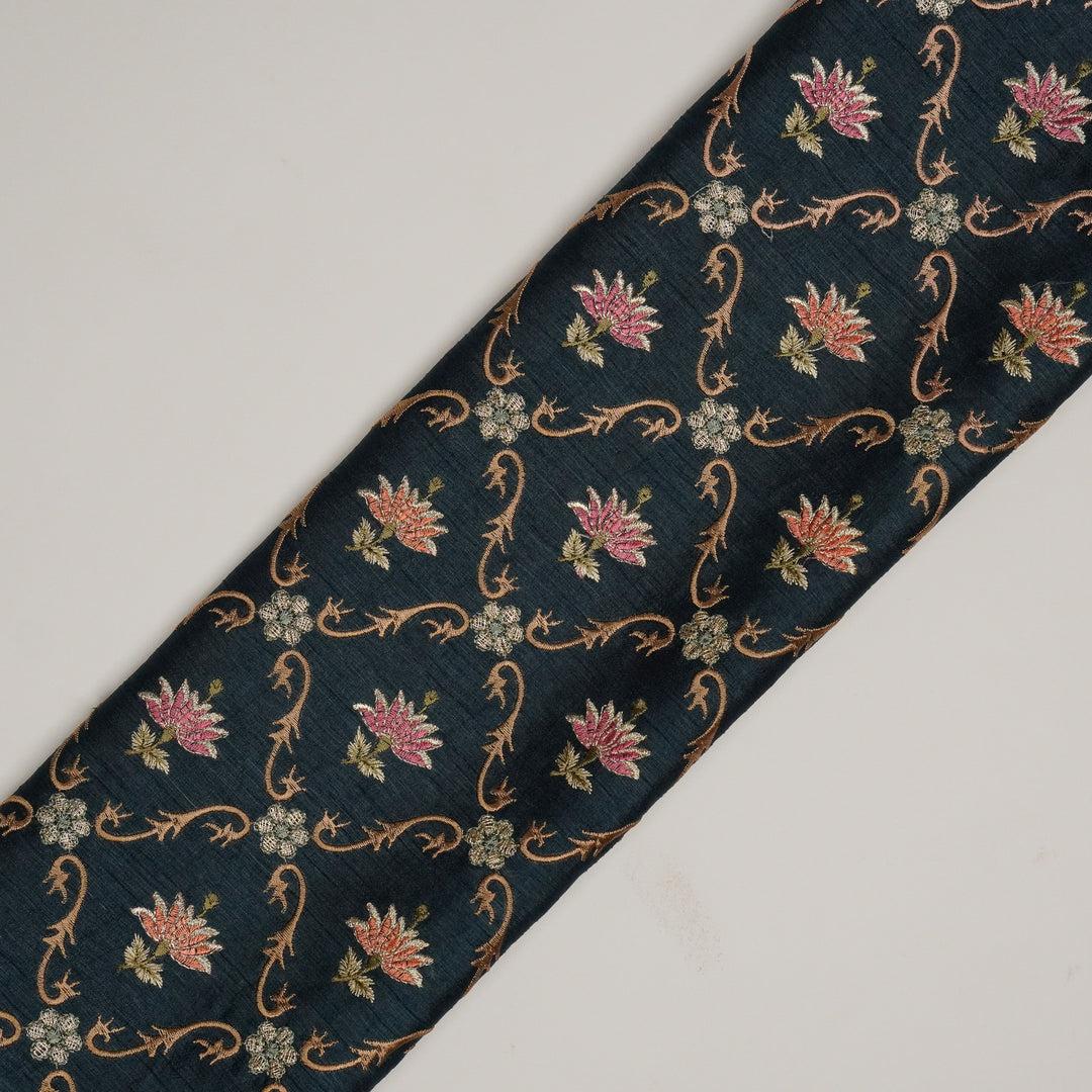 Anila Jaal on Persian Blue Dola Silk Embroidered Fabric