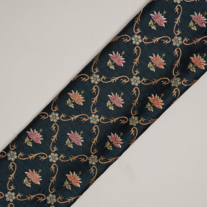 Anila Jaal on Persian Blue Dola Silk Embroidered Fabric