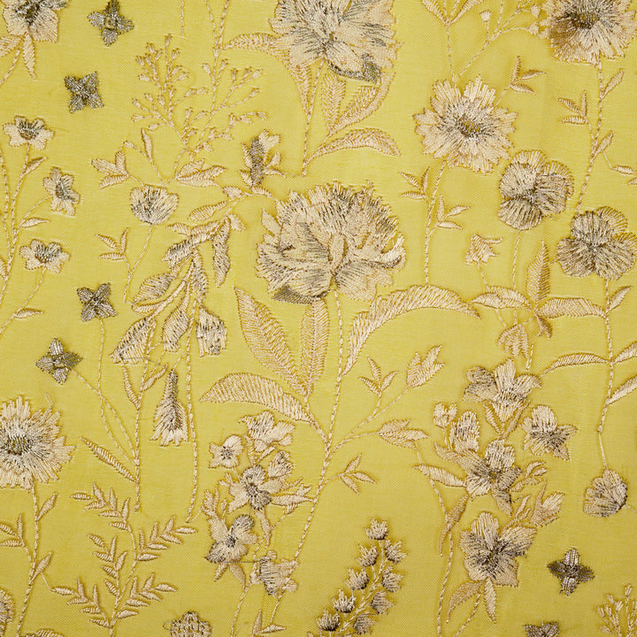 Svarna Jaal on Gold Silk Organza Embroidered Fabric