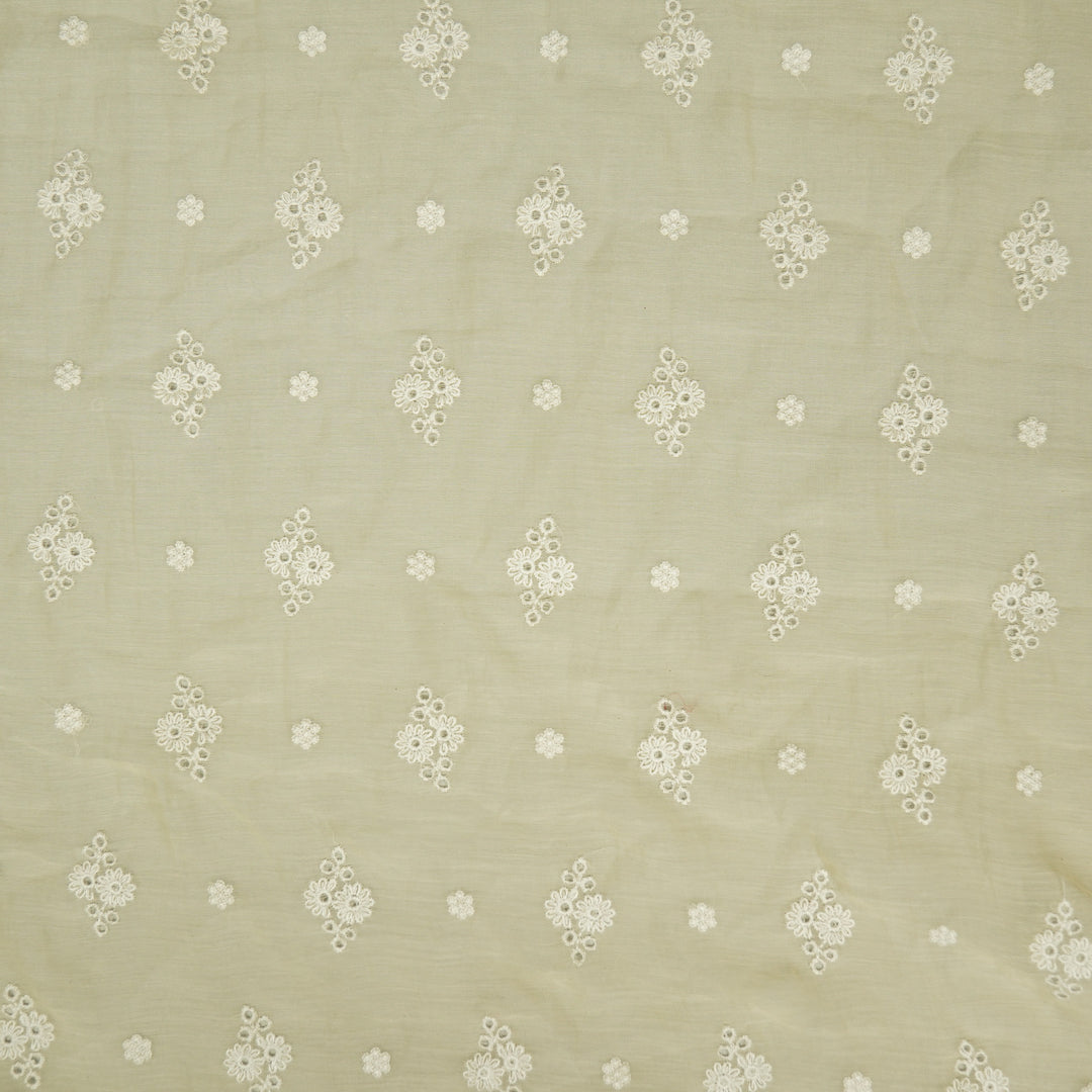 Viti Buti on Cream Cotton Silk Embroidered Fabric