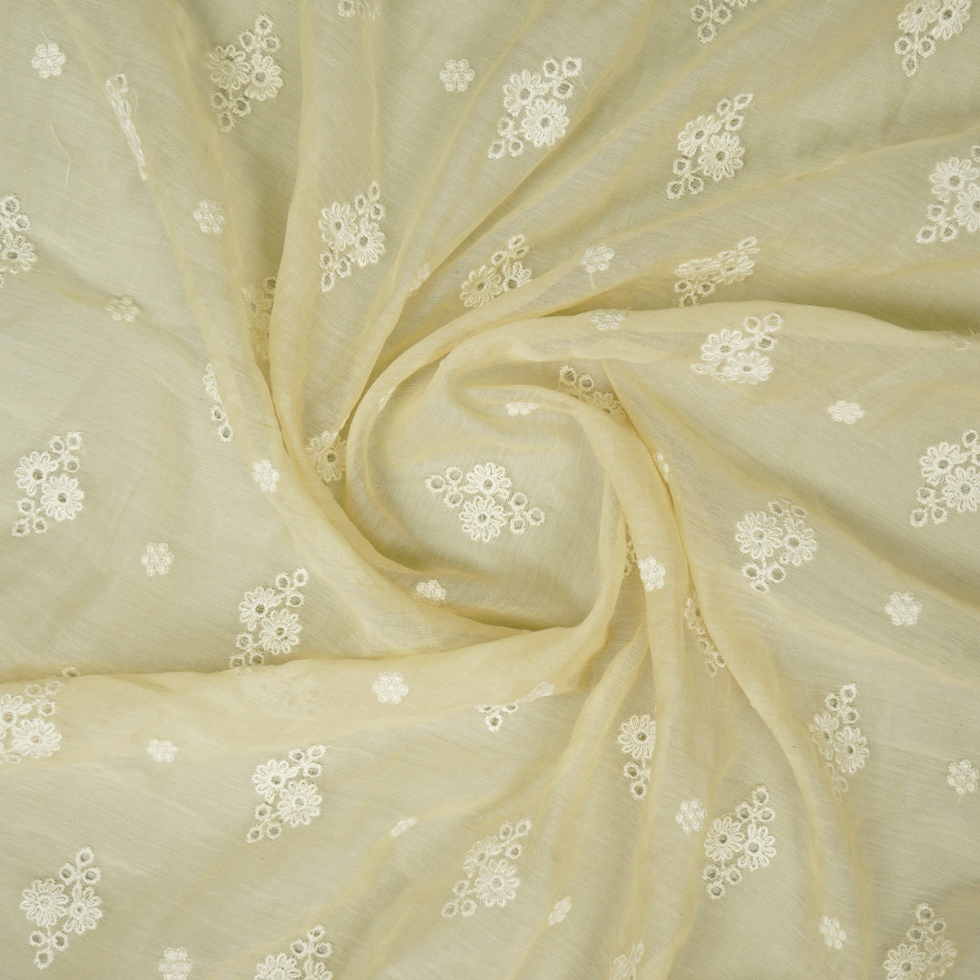 Viti Buti on Cream Cotton Silk Embroidered Fabric