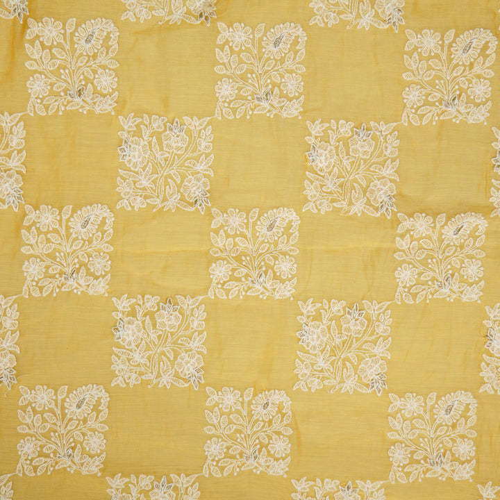 Chokor Buta on Mango Cotton Silk Embroidered Fabric