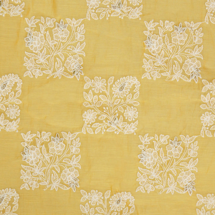 Chokor Buta on Mango Cotton Silk Embroidered Fabric