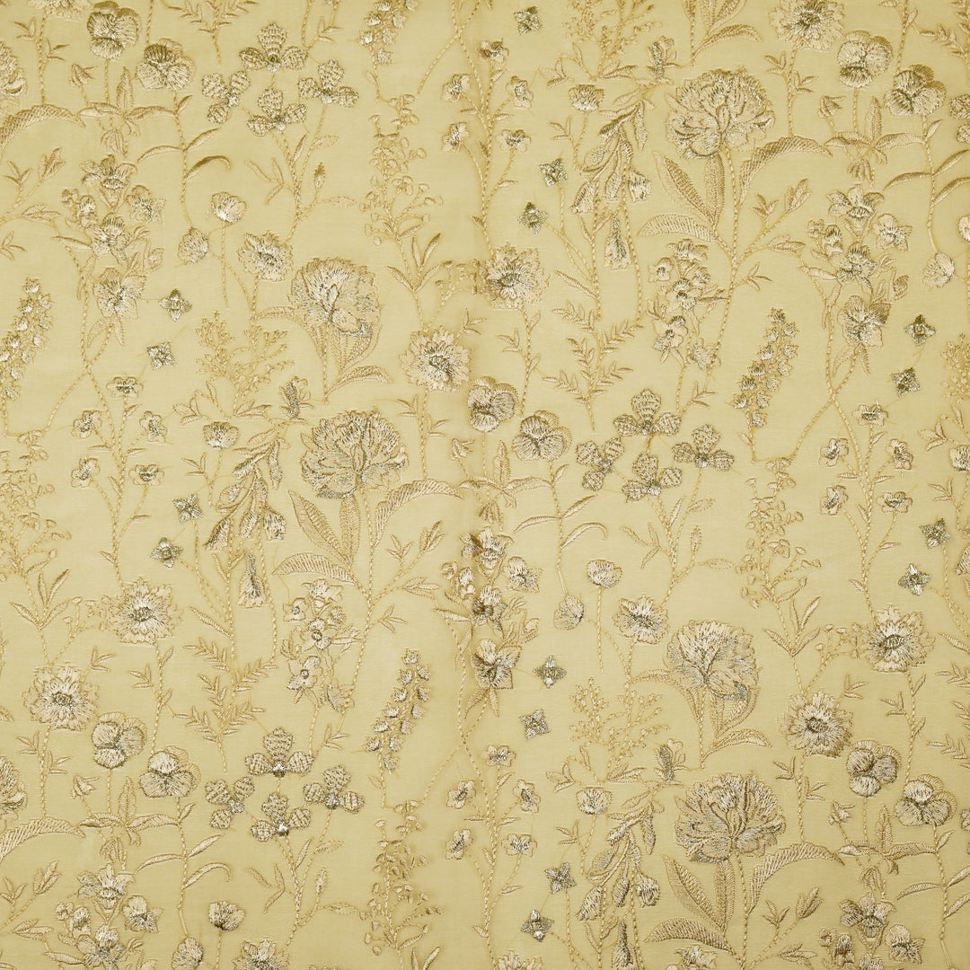 Svarna Jaal on Beige Silk Organza Embroidered Fabric