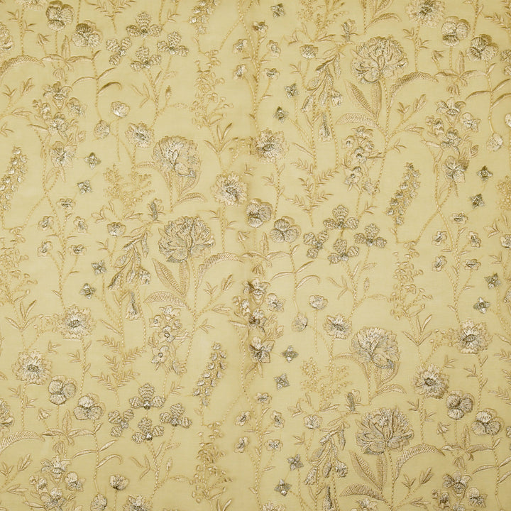 Svarna Jaal on Beige Silk Organza Embroidered Fabric