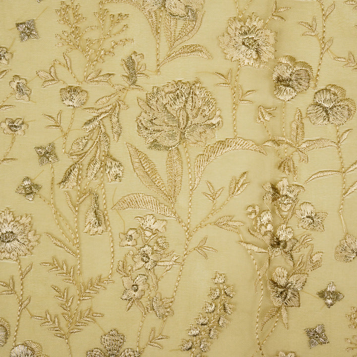 Svarna Jaal on Beige Silk Organza Embroidered Fabric