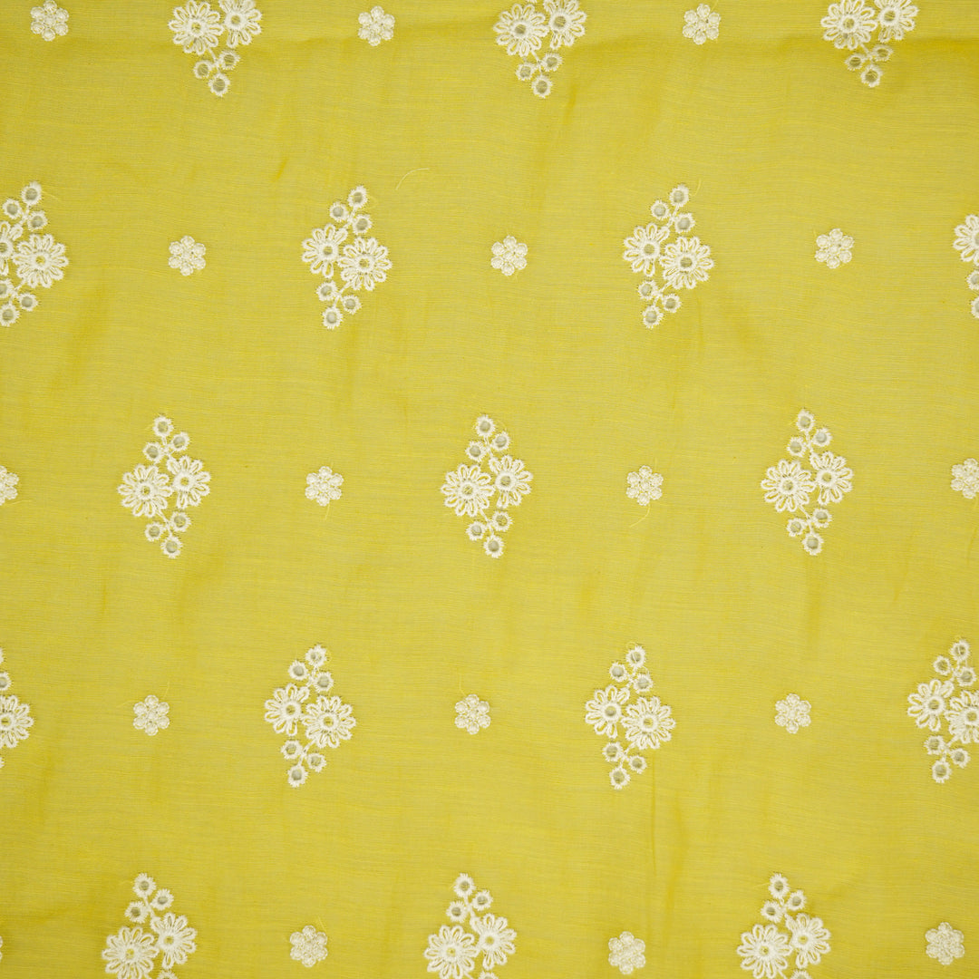 Viti Buti on Gold Cotton Silk Embroidered Fabric