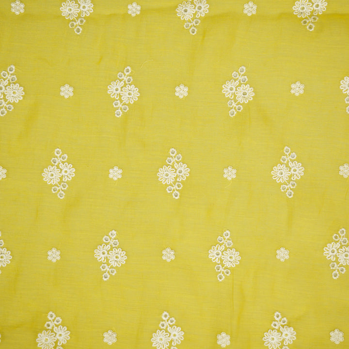 Viti Buti on Gold Cotton Silk Embroidered Fabric