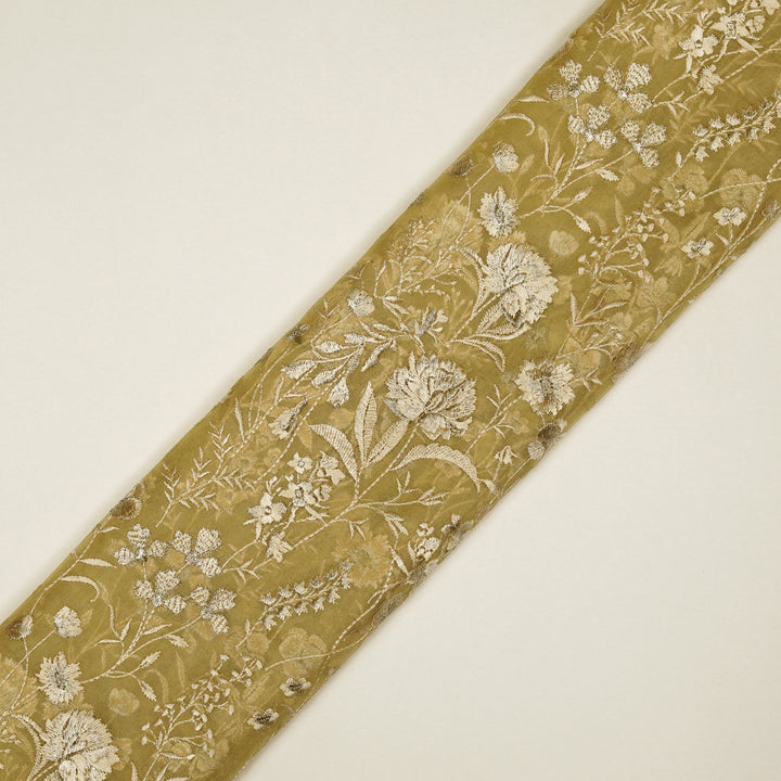 Svarna Jaal on Beige Silk Organza Embroidered Fabric