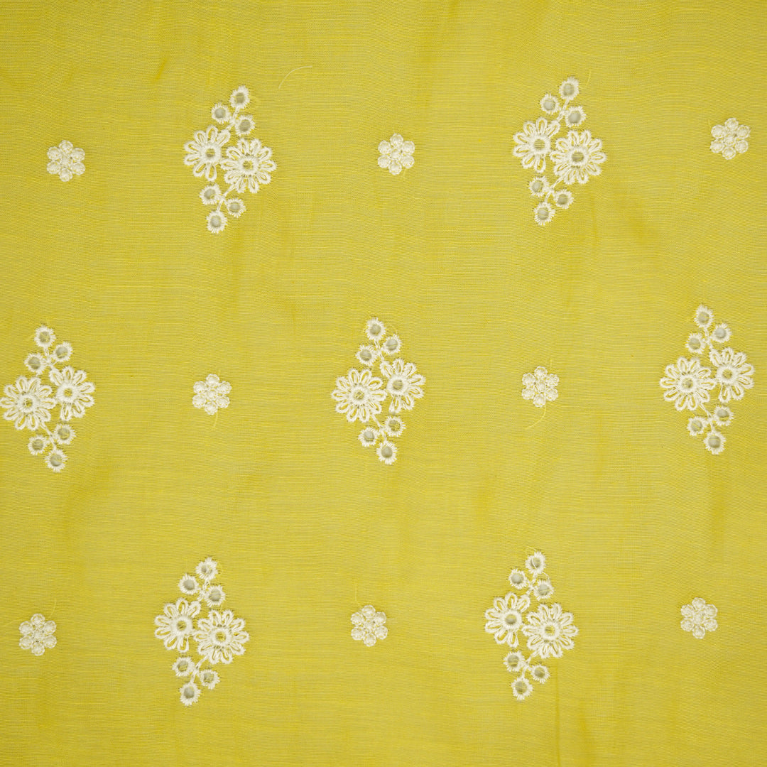 Viti Buti on Gold Cotton Silk Embroidered Fabric
