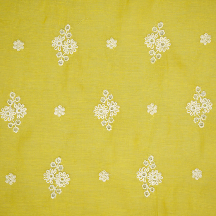 Viti Buti on Gold Cotton Silk Embroidered Fabric