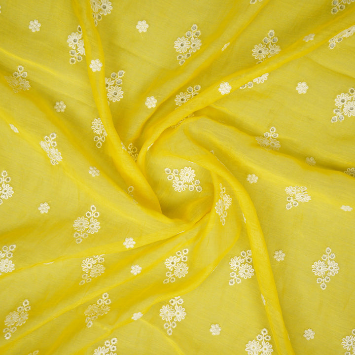 Viti Buti on Gold Cotton Silk Embroidered Fabric